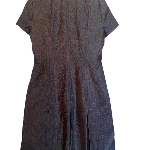 W by Worrh Navy Blue Textured Short Sleeve Zipper Front Dress - Picture 8 of 13